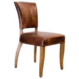 Meriden Oak Vintage Cigar Leather Dining Chair