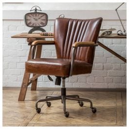 Tilda Leather Office Chair, Vintage Cigar & Gun Metal