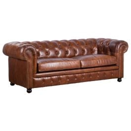 Sheffield 3 Seater Leather Sofa Bed Vintage Cigar