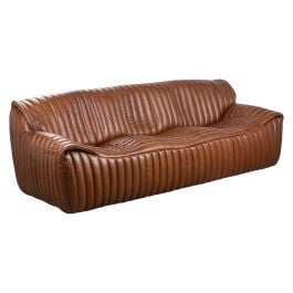 Stenson 3 Seater Leather Sofa, Havana Brown
