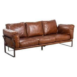 Ricardo 3 seater Leather Sofa, Havana Brown