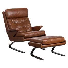 Marcel Leather Armchair, Havana Brown