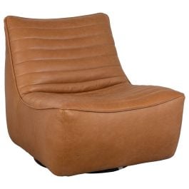 Aceno Swivel Hazelnut Tan Leather Armchair