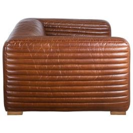 Harmon 2.5 Seat Havana Brown Leather Sofa w Timber Feet