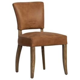 Bassa Tan Leather & Bleached Oak Dining Chair