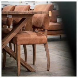 Bassa Tan Leather & Bleached Oak Dining Chair