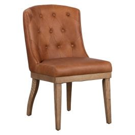 Mela Leather & Oak Vintage Saddle Dining Chair