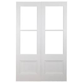 Pair of 72cm Internal Glazed French Doors, White Primed & Clear Glass