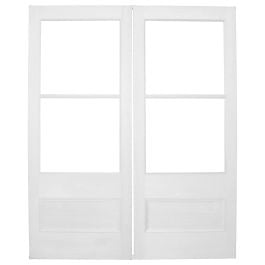 Pair of 82cm Internal Glazed French Doors, White Primed & Clear Glass