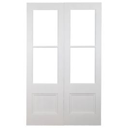 Pair of 72cm Tall Internal Glaze French Door, White Primed & Clear Glass