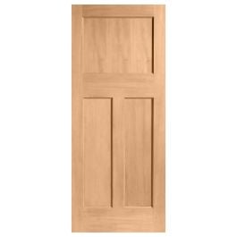 Edwardian 82cm Internal 3 Panel Door, Raw Hemlock