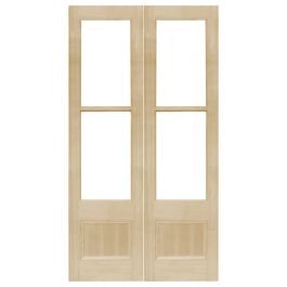 Pair of 62cm Tall Internal Glazed French Doors, Raw