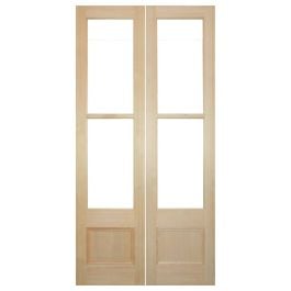Pair of Tall Internal Glazed French 82cm Door, Raw