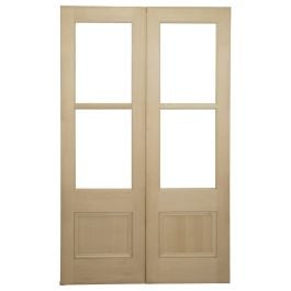 Pair of 62cm Internal Glazed French Doors, Raw