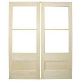 Pair of 82cm Internal Glazed French Doors, Raw