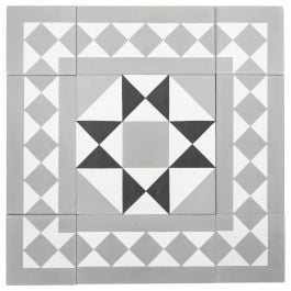 Potter 20x20 Cement Encaustic Tile, Black White & Grey