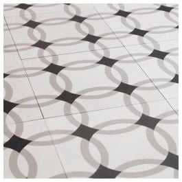 Abbin Encaustic Tile 20x20, Black Grey