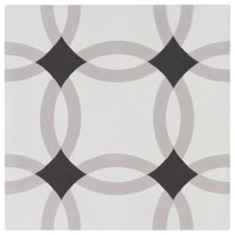 Abbin Encaustic Tile 20x20, Black Grey
