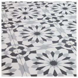 Babra 20x20cm Encaustic Tile, White & Grey