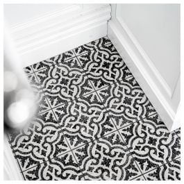 Siran 20x20cm Terrazzo Cement Encaustic Tile, Black & White