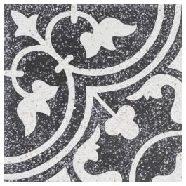 Ella Terrazzo Encaustic Tile, Black & White