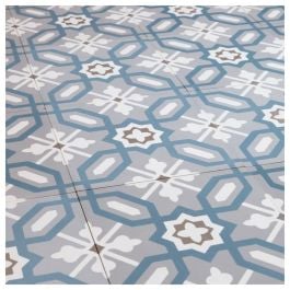 Lamara Encaustic Tile 20x20, Grey & White