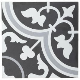 Vera 15x15cm Feature Cement Encaustic Tile, White & Grey