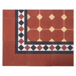 Sorrell 20x20x1.6 Encaustic Tile, Red White & Black