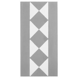 Lindon 20x10 Border Encaustic Tile, White & Grey