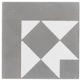 Lindon 10x10 Cement Corner Encaustic Tile, White & Grey