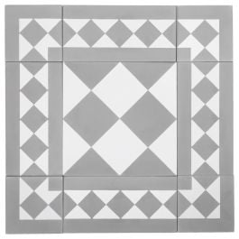 Lindon 20x20 Encaustic Feature Tile, White & Grey
