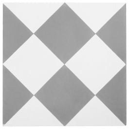 Lindon 20x20 Encaustic Feature Tile, White & Grey