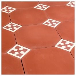 Artannes Square Encaustic Tile, Red On Beige