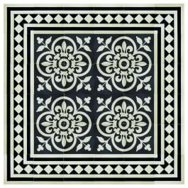 Dreux 20x20 Encaustic Border Tile, Beige & Black