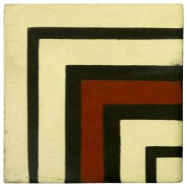 Naza 10x10cm Corner Encaustic Tile , Red Beige & Dark Grey