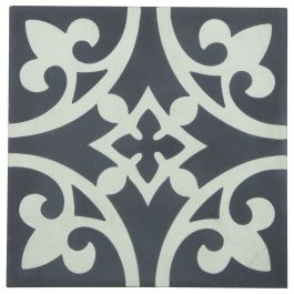 Rhone 20x20cm Encaustic Tile , Beige & Black