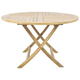 Zigzag Teak Round 120cm Folding Table Natural