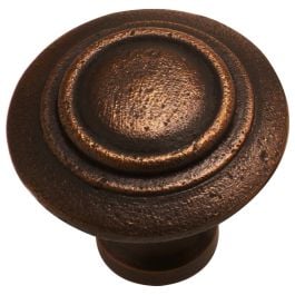 Small Round Bullseye Cupboard Knob, Natural Bronze