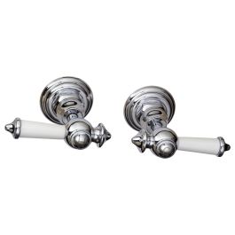 Vintage Ceramic Lever Wall Stops, Chrome PVD