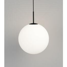 Lighting Republic Orb Max 400mm Matte White Glass with Textured Black Fittings Pendant Light