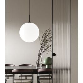Lighting Republic Orb Max 400mm Matte White Glass with Textured Black Fittings Pendant Light