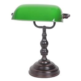 Banker Table Lamp, Bronze Green