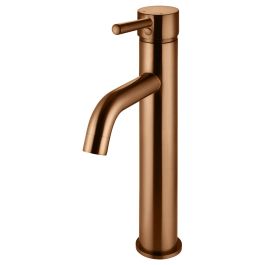 Round Tall Curved Basin Mixer Lustre Bronze