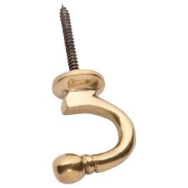 4.5cm Single Tie Back Hook, Polished Brass