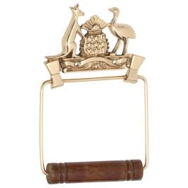 Coat of Arms Toilet Roll Holder, Polished Brass