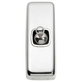 Small Clip On 1 Gang Toggle Switch, Chrome White