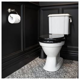 Turner Hastings Birmingham Close Coupled Toilet Black Seat w/ Chrome Fittings