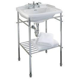Turner Hastings Birmingham 63X49cm Basin Console Stand With 3 Tap Holes Chrome