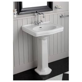 Turner Hastings Claremont 58x45cm Fireclay Basin & Pedestal (w/ 1 Tap Hole), White
