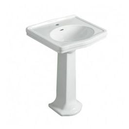 Turner Hastings Claremont 58x45cm Fireclay Basin & Pedestal (w/ 3 Tap Hole), White